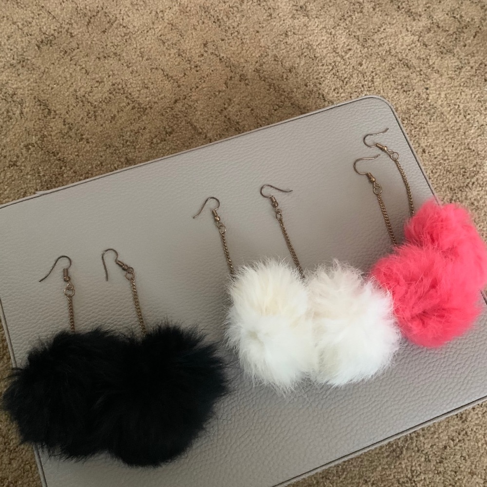 Pom Pom Earrings - 3 pairs